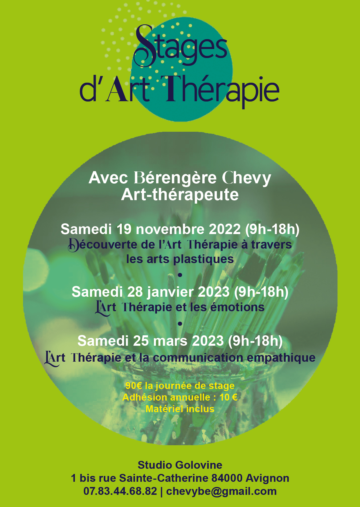 Stages d'art-thérapie - dates, tarifs, contact