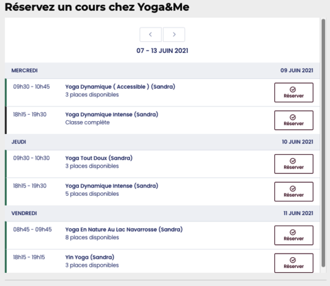 Cours Yoga&Me sur la page YogMee